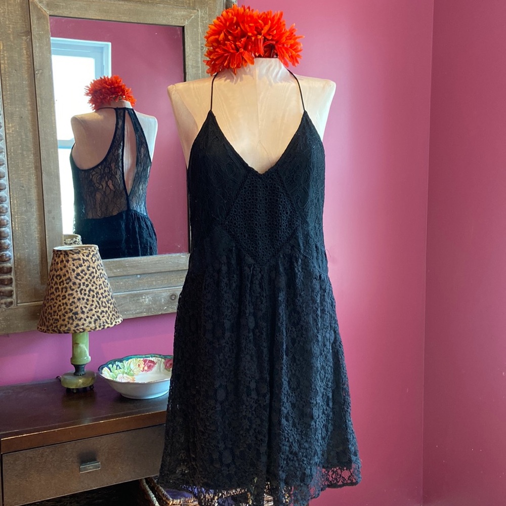 Zara Woman Black Lace Eyelet Summer Dress Small